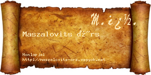 Maszalovits Örs névjegykártya